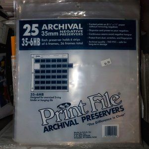 Print File 25 - 35mm Film Archival Negative Preservers - SET of 5 (New)